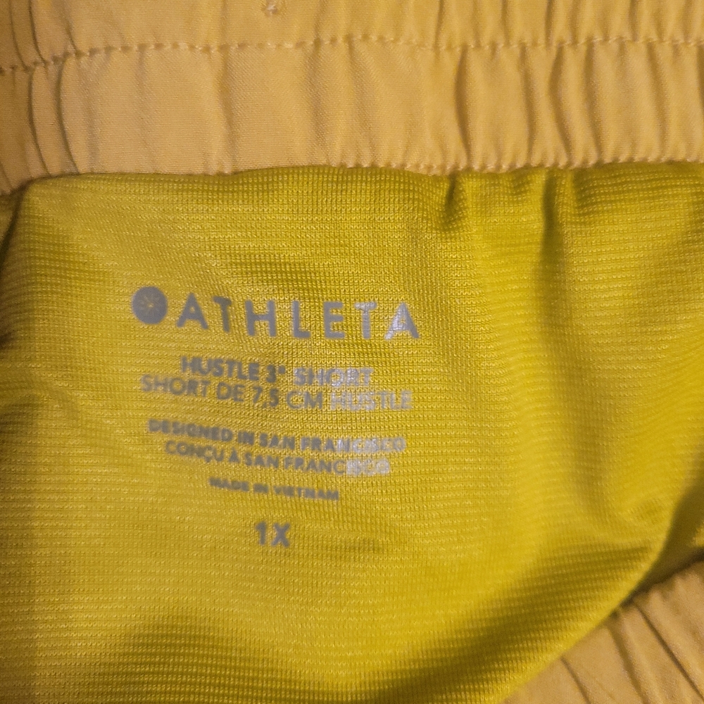 Athleta Hustle 3 Short 1X Yellow Running Athletic Elastic Waist Active EUC - Picture 7 of 7